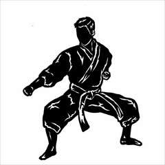 Karate fighter icon silhouette vector 