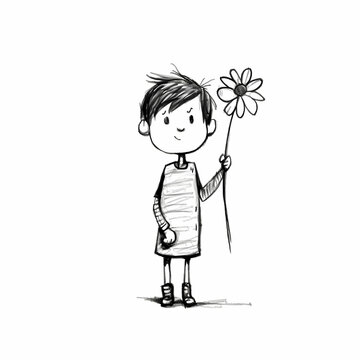 Drawing Boy with Sun Flower