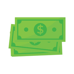 Dollars cash icon in flat style. Dollars isolated on white background. Vector illustration