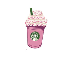 Sakura pink latte drink drawing png beverage with transparent background