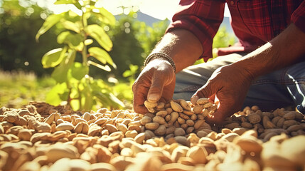 Farmer picking peanuts, close up, no face