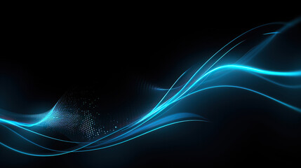 Naklejka na ściany i meble Ai generated illustration beautiful abstract wave technology background with blue green light