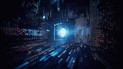 Ai generated illustration digital binare code background