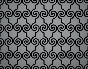 Abstract geometry pattern in Arabian style. Seamless vector background. Black and gray graphic ornament. Simple lattice graphic design