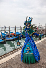 Fototapeta na wymiar Blue Venetian Disguise, Venice Carnival