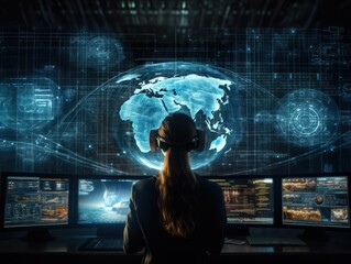 Metaverse digital cyber world technology concept Created with Generative AI technology