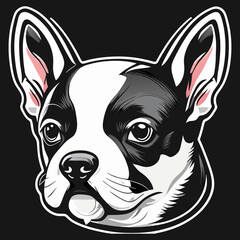 French bulldog head on black background. Vector illustration for your design.