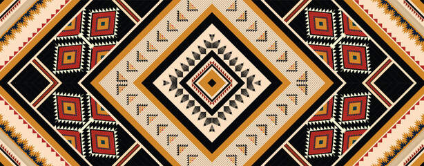 The geometric ethnic pattern of traditional style. Navajo, America Indian patterns. Design for background, wallpaper, clothing, wrapping, Batik, fabric, and prints. Vector illustration. - obrazy, fototapety, plakaty