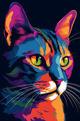 Colorful Pop Art style drawing of cat. Generative AI illustration