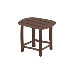 Garden wood round table icon. Colored cute illustration of garden wood table