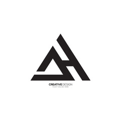 Letter AH with triangle shape modern unique monogram logo concept. AH logo. HA logo
