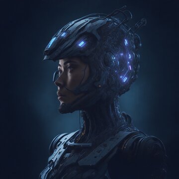 portrait of a woman with a helmet