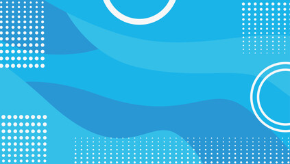 Light blue background with modern abstract wave curves and gradient dots. Abstract decoration, gradient lines, circular patterns. Vector illustration