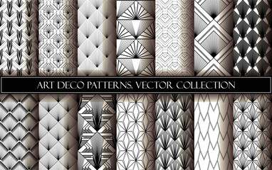 Art Deco Wallpapers Collection. Black and white seamless patterns