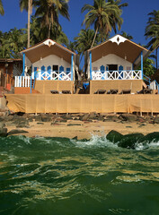 beach shacks on Palolem beach of South Goa, India.