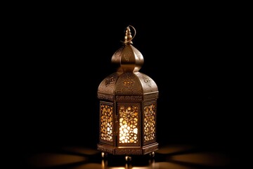 Arabic gold vintage luminous lantern Generated AI