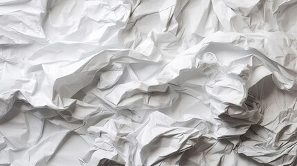 white blank paper crumpled on white background. Generative AI