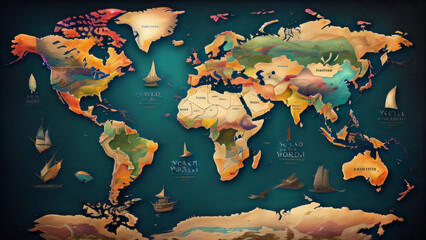 Illustrated world map