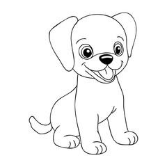 Children's coloring book dog. Coloring book with cute cartoon puppy animal. Vector illustration.