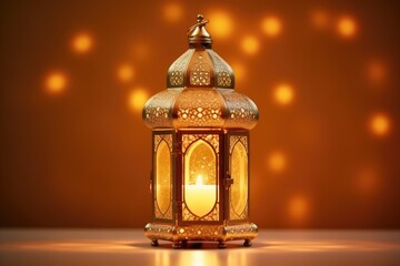 Arabic gold vintage luminous lantern Generated AI