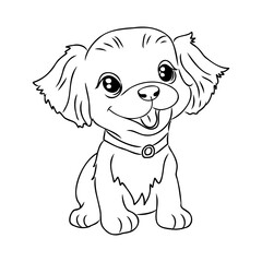 Children's coloring book dog. Coloring book with cute cartoon puppy animal. Vector illustration.