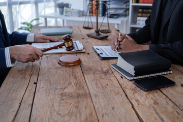 Businessman with lawyer discussing law firm business plan - Market Analysis Summary