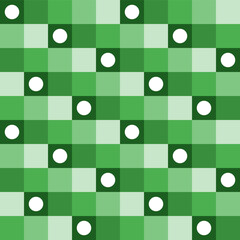 Cute vector seamless pattern. Decorative element, design template with green squares shade and white dots. Background, texture with pastel theme