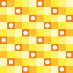 Cute vector seamless pattern. Decorative element, design template with yellow squares shade and white dots. Background, texture with pastel theme