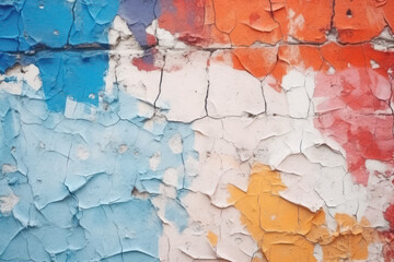 Obraz premium Close-up of an old painted wall with peeling paint