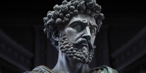 Marcus Aurelius: Stoic philosopher and Roman Emperor, epitomizing resilience and inner strength. Generative AI