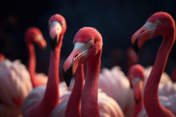 Naklejka premium Headshot flamingo on the beach with Ai Generated