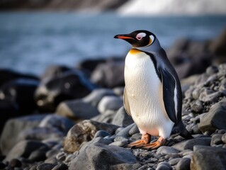 Fototapeta premium Penguin in natural arctic habitat Generative AI