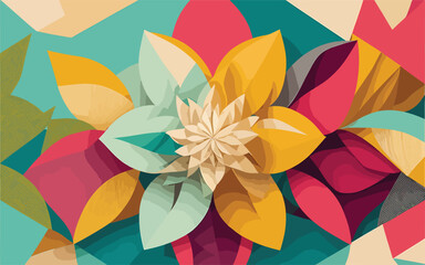 vector background image that portrays the beauty of simplicity, using basic geometric shapes and a limited color palette to depict a single flower in bloom, representing the beauty and elegance that