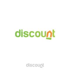 DISCOUNT Wordmark Logo - letter n becomes a discount label symbol.
