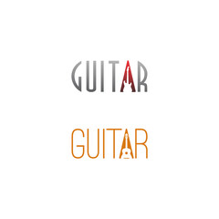 GUITAR Wordmark Logo - Guitar symbol in the letter A.