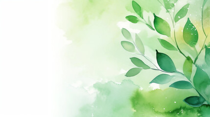 green leaves watercolor background 