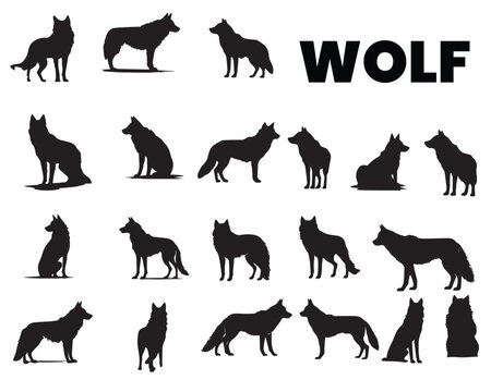 A set of silhouette  wolf vector illustration