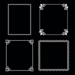 Set of decorative frames Elegant vector element for design in Eastern style, place for text. Floral black and white borders. Lace illustration for invitations and greeting cards.