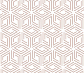 Abstract geometric pattern. A seamless vector background. White and beige ornament. Graphic modern pattern. Simple lattice graphic design