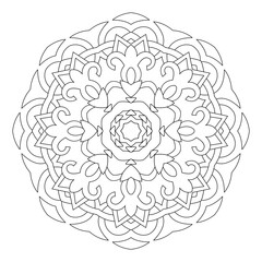 Mandala pattern. Oriental decorative round ornament can be used for meditation background, stress therapy and coloring page.