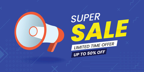 Super sale banner with megaphone template