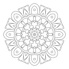 Mandala pattern. Oriental decorative round ornament can be used for meditation background, stress therapy and coloring page.