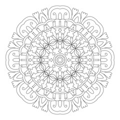Mandala pattern. Oriental decorative round ornament can be used for meditation background, stress therapy and coloring page.