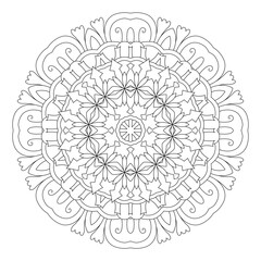 Mandala pattern. Oriental decorative round ornament can be used for meditation background, stress therapy and coloring page.