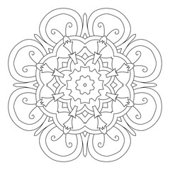 Mandala pattern. Oriental decorative round ornament can be used for meditation background, stress therapy and coloring page.