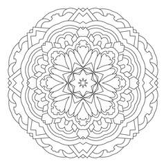 Mandala pattern. Oriental decorative round ornament can be used for meditation background, stress therapy and coloring page.