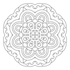 Mandala pattern. Oriental decorative round ornament can be used for meditation background, stress therapy and coloring page.