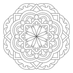 Mandala pattern. Oriental decorative round ornament can be used for meditation background, stress therapy and coloring page.