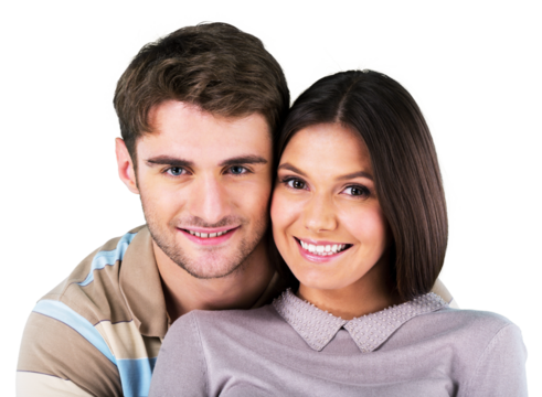 A beautiful cheerful loves couple hug