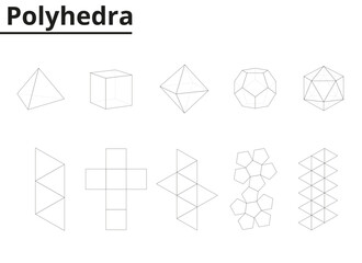 Structure of different polyhedra. Geometry.